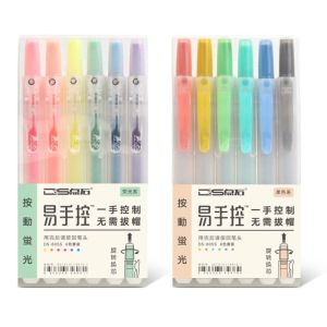 Markers 12pcs/Set Fluorescent Color Pen Press Can Change Core Retro Color Marker Pen Student Marker Pen Soft Color Macaron