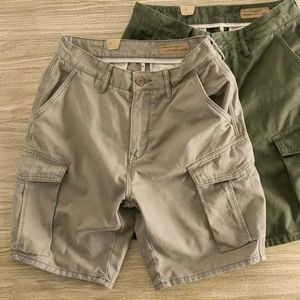 Mäns shorts 2023 Summer Mens Shorts Workwear Shorts Loose Straight Trend Multi Pocket Casual Capris Cargo Shorts J240228