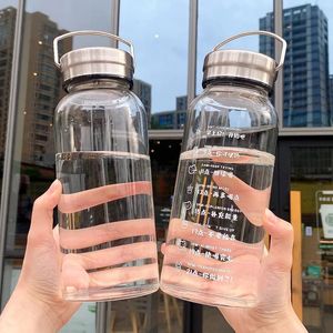 1L Large Capacity Water Bottle Transparent Milk Juice Cup Outdoor Travel Sport Portable Drinkware Tea Glass Bottle 240219