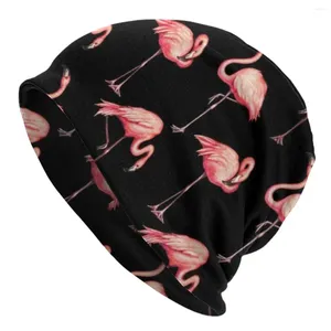 Basker Flamingo Black Bonnet Hats Pink Retro Vintage Animal Beanie Graphic Skullies Beanies Autumn Hip Hop Kpop Warm