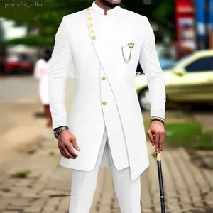 Ternos masculinos blazers branco luxo para homens fino ajuste festa de formatura casamento padrinhos noivo terno smoking 2 pçs moda traje homme blazer calças 510