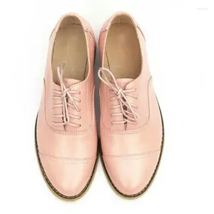 Casual Shoes Genuine Leather Vintage Brogue Zapatos Mujer Mixed Color Lace Up Women's Big Yards 45 Soft Bottom Flat