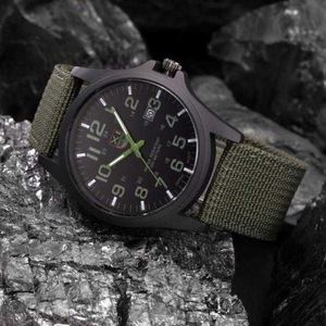 Men High Quality Watches Of Outdoor Sports Style Date Mens Olive Analog Quartz Steel Wrist Watch For Man Gift Reloj Hombre H1012313K