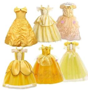 Barn Princess Costume Girl Belle Dress Up Carnival Clothes Kids Halloween Birthday Party Gown Frocks 3 5 6 8 10 år 2103312129519