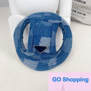 Fashion Dog Sun Hat Pet Inverted Triangle Denim Hats Spring and Summer Sun Protection Sun Shade Exposed Ears Bucket Hats Cat Bucket Hat