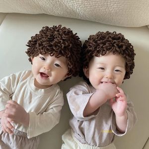 Toddler Wig Afro-saç dreadlocks şapka hobo deli bilim adamı Rasta Caveman el yapımı kış örgü sıcak kapak komik parti beanies çocuk 240220