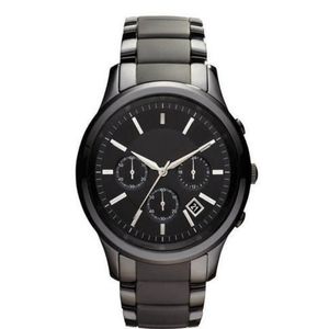 New Mens Quartz Chronograph Black Ceramic Watch AR1451 AR1452 Gents Wristwatch original box283N