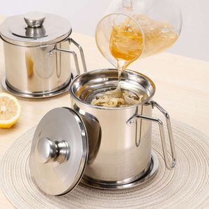 Stainless 304 Steel Household Residue Pot, Filter Return Cup, Separate Residue, Kitchen Oil Storage Tank ,