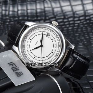 Klasyczna Calatrava 5296 5296G-001 White Dial Japan Miyota 8215 Automatyczna męska zegarek Srebrny Pasek skórzany Wysokiej jakości sport 247f