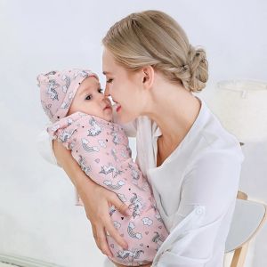 Sets Newborn Swaddle Wrap +Hat Cotton Baby Receiving Blanket Bedding Cute Infant Sleeping Bag For Stroller Accessories Blanket