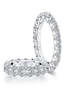 Fina smycken Bridal 925 Silver 42 CT Rund Syntetisk diamantförlovningsvigningsring för kvinnor8212887