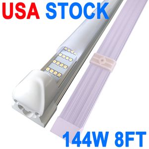 8 Foot Milky Cover LED Tube Lights,Garage 240cm LED Shop Lamp,8FT Integrated Tubes ,Bulbs Pure White 6500k Barber Hospitals 8FT LED Grarages Lights Cabinet crestech