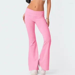 Calças femininas comprimento total bell bottom calças de suor joggers roupas femininas y2k magro flare elegante mulher cintura alta casual leggings