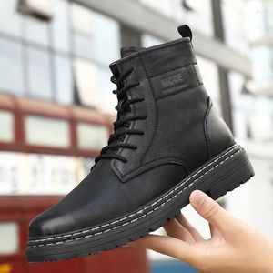 Ботинки высокого качества, мужская обувь на платформе с боковой молнией по щиколотку, мужская теплая зимняя обувь из натуральной кожи для мотокросса