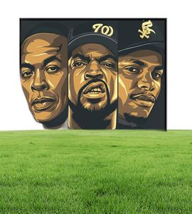 Arte de parede decoração lenda velha escola biggie smalls wutang nwa hip hop rap estrela pintura em tela seda poster3988243