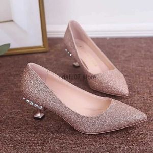 Dress Shoes Rhinestone Elegant High Heels Womens Silver /Gold/Black/Pink Sequin Party 5cm Low Heels Wedding Shoes for Bridal Woman Pumps PUH24228