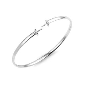 Simple Bangle Blank Pearl Mount Polished 925 Sterling Silver for DIY Jewelry Findings 5 Pieces4428523