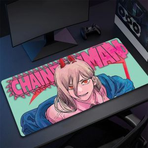 Pads Chainsaw Man Mauspad, rutschfeste Tastaturmatte, großes Gaming-Mauspad, Gamer, Rastkante, Computer-Mauspad, Anime-Gummi-Schreibtischmatten