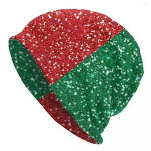 Basker glitter två ton beanie hattar röda och grön glitter stickad hatt gym huvud wrap kvinnor kepsar vinter vintage bonnet födelsedagspresent