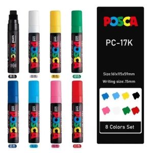 Markers Uni 1PC POSCA Plumones PC17k Paint Marker Pen Big Thick Head Pop Poster Advertising WaterSoluble Pen Graffiti Painting 15mm