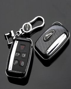 För Jaguar XE XF XJ Fpace Carbon Fiber Style bil Remote Key Shell FOB Case Cover med Metal Keychain3191603