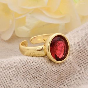 Wedding Rings Sell Elegant Red Crystal Yellow Gold Color Ladies Engagement Ring Jewelry For Women Hand Accessories Gifts