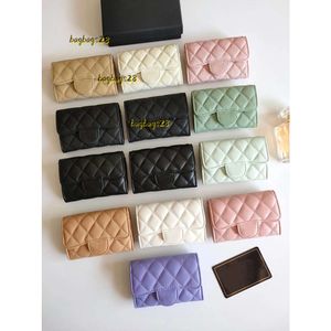 Cosmetic Bags Cases Luxury Fashion Designer Women Card Holders Flap Classic Pattern Caviar Lambskin Wholesale Woman Small Wallet Pure Color Pebble Leather 2024