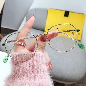 Sonnenbrille, koreanische Mode, Anti-Blaulicht, runde Brille, ultraleichter Metallrahmen, Ant-Ermüdung, Damen-Vintage-Augenschutz, schlichte Brille