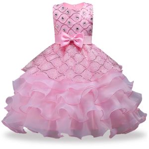 Kleider Baby Mädchen Golddraht bestickt Prinzessin Kleid Kinder Pailletten Tutu Kleider für Kleinkind Mädchen Blumen Partykleid Mädchen Kleidung