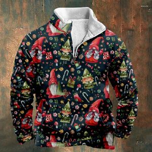 Felpe con cappuccio da uomo Vintage Bat Print Party Halloween Felpe da uomo 2024 Zip risvolto Fodera in pile Pullover Top Casual Inverno Natale Felpa con cappuccio