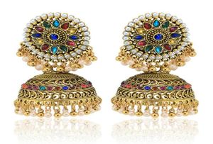 Baumelnder Kronleuchter, Bollywood-Schmuck, traditioneller ethnischer Goldton, Jhumka-Ohrringe, Schmuck für Frauen, Partykleidung, Hochzeit, Baumeln, Da9662795