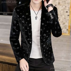 Hoo Herren Four Seasons herzförmiger Jacquard-Blazer aus Goldsamt, lässig, schlank, hübsch, Blazerjacke 912