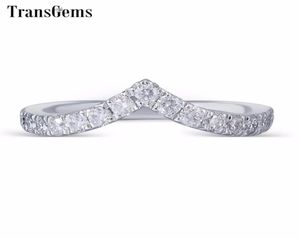 Transgems 053ctw 2mm moissanite meia eternidade aniversário casamento banda guarda anel platinado prata y190612031817951