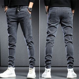 Primavera verão preto cinza carga jeans homens streetwear denim jogger calças baggy harem jean calças de carga calças jeans 240228