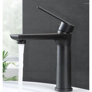 Rubinetti per lavandino del bagno Rubinetto Maniglia singola 1 foro con gorgogliatore NEOPERL Rame senza piombo Vanity Nero / Oro cromato