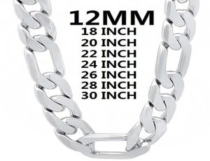 Chains Solid 925 Sterling Silver Necklace For Men Classic 12MM Cuban Chain 1830 Inches Charm High Quality Fashion Jewelry Wedding2234722