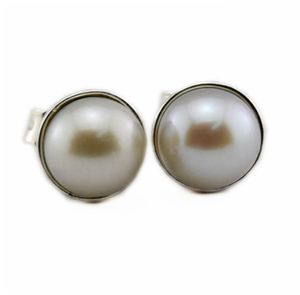 New Authentic 925 Sterling Silver Elegant Beauty Stud Earrings Freshwater Pearl Brincos Earing For Women Birthday Wedding Fashion 9141505