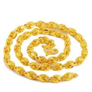 Men Sand surface pure brass plated 14k gold fire sand gold necklace Vietnam Shakin237J