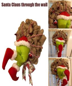 Thief Christmas Garland Decorations Grinch Stole Christmas Burlap Wreath Garland Rolig gåva till barn Friends Home Decor3312767