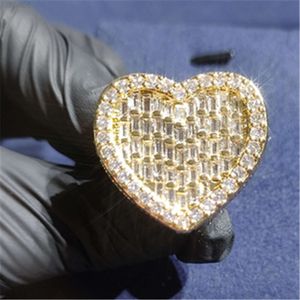 Joias personalizadas de prata esterlina de alta qualidade Moissanite Vvs Lab Diamond Hip Hop Anel de coração