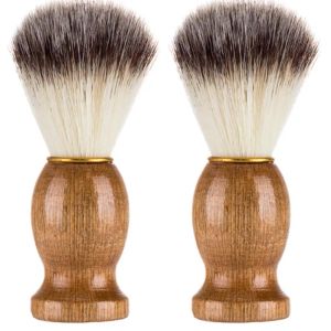 Män rakar borst Badger Hair Barber Salon Ansiktsskägg Rengöringsapparat Rakning Rengörare Tool Razor Brush Wood Handle GRATIS frakt ll