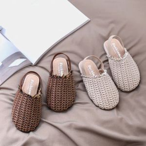 Sneakers Summer Fashion Children Rattan Woven Sandaler Girls Flat Casual in the Kids Home Footwear Baby Girl Sandals Unisex Shoes