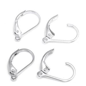 10st Lot 925 Sterling Silver Earring Clasps Hooks Hitta komponenter för DIY Craft Fashion Jewelry Gift 16mm W230290K