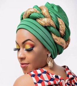 Turbantes para mulheres gorro plissado chapéu africano envoltório árabe cachecol muçulmano hijabs cabelo aso oke auto gele pronto para usar 220621440691