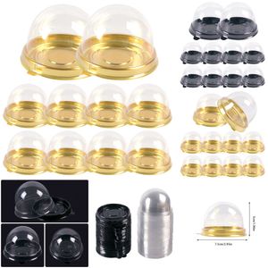 Ny 10/30st Clear Plastic Mini Cupcake Boxes Pod Dome Muffin Container Box för bröllopsfödelsedagsdessertbakning Dekorationer