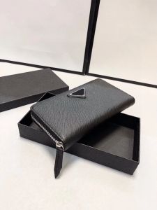 Fashion luxury brand man women wallet designer purses card holder crisscross leather long classic black wallets carry around pocket single zipper thin wallets