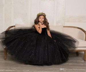 Pequeno preto crianças da criança meninas pageant vestidos árabe dubai sweety princesa vestido de baile tule vestidos formais vestido da menina flor s4709766