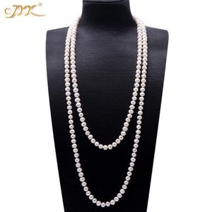 Jyx Pearl Sweater Halsband Långt runt Natural White 8-9mm Natural Freshwater Pearl Necklace Endless Charm Necklace 328 2011042508