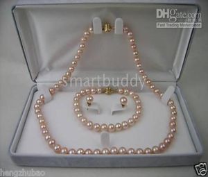 Fine Natural 78mm Akoya Pembe İnci Kolye Bilezik Küpe Seti 14K4507251