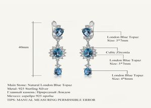 Stud Gem039S Ballet 4 88CT Natural London Blue Topaz Gemstone Drop Earrings 925 Sterling Silver Flower for Women Fine SMEEXKE 21411156